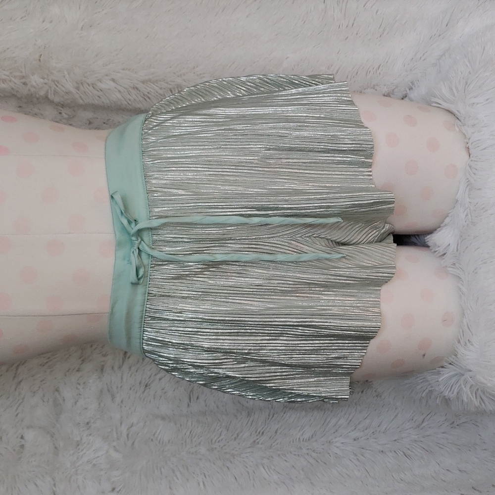Victoria's secret mint and silver pleated shorts.